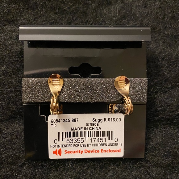 Gold Tone Haloed Double Drop Earrings - Picture 3 of 3